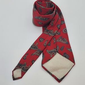 Christian Dior Vintage 100% Silk Red Paisley Tie